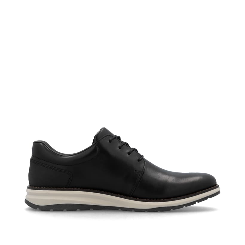 Schwarze Rieker Herren Schnürschuhe 14706-00 aus Glattleder mit Reißverschluss. Schuh Innenseite.