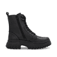 Schwarze Rieker Damen Schnürstiefel W1870-02 aus Glattleder mit Reißverschluss. Schuh von hinten.