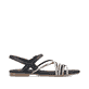 Schwarze vegane Rieker Damen Riemchensandalen 65262-00 mit einer Schnalle. Schuh Innenseite.