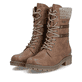 Zimtfarbene Rieker Damen Schnürstiefel Y9107-24 mit Strick-Kragen. Schuhpaar seitlich schräg.