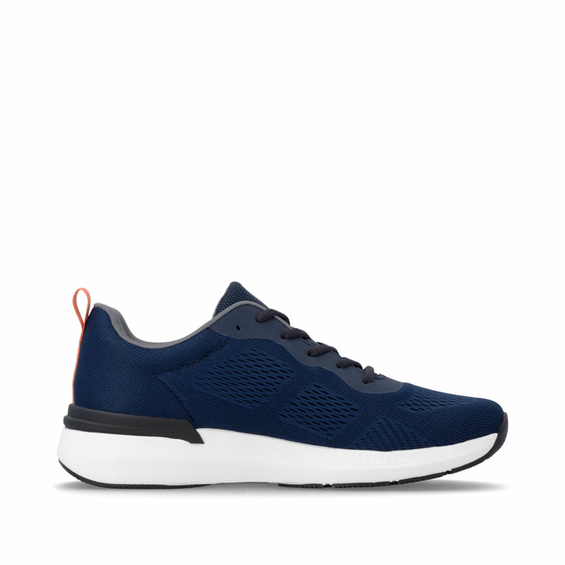 Dunkelblaue Rieker Herren Sneaker Low U1404-14 mit einer Schnürung. Schuh Innenseite.