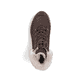 Dunkelbraun-beige Rieker Damen Schnürstiefel M9610-25 mit weichem Kragen. Schuh von oben.