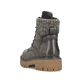 Dunkelgrüne Rieker Damen Schnürstiefel 92920-54 mit einem Reißverschluss. Schuh von hinten.