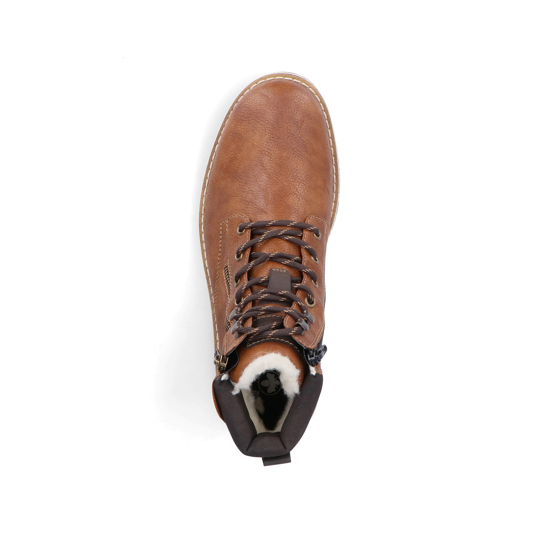 Braune Rieker Herren Schnürstiefel 38425-25 mit wasserabweisender TEX-Membran. Schuh von oben.