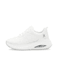 Weiße vegane Rieker Damen Sneaker Low W2701-80 mit einer Schnürung. Schuh Außenseite.