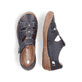 Blaue Rieker Damen Slipper 54555-14 mit einem Klettverschluss. Schuh von oben, liegend.