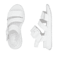 Weiße Rieker Damen Riemchensandalen W2950-80 mit einem Klettverschluss. Schuh von oben, liegend.