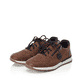 Braune Rieker Herren Schnürschuhe B2114-24 mit rundem Logo sowie Reißverschluss. Schuhpaar seitlich schräg.