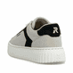 Beigeschwarze Rieker Damen Sneaker Low N9900-60 mit einem Reißverschluss. Schuh von hinten.
