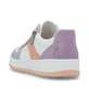 Mehrfarbige vegane Rieker Damen Sneaker Low M5520-91 mit einem Reißverschluss. Schuh von hinten.