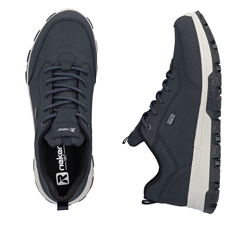 Dunkelblaue Rieker Herren Schnürschuhe 35503-15 mit der Komfortweite G. Schuh von oben, liegend.
