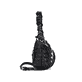 Rieker Handtasche H1653-00 in Schwarz mit gesteppter Optik, Reißverschluss und abnehmbarer langen Riemen. Linksseitig.