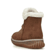Braune Rieker Damen Kurzstiefel 74260-25 mit wasserabweisender RiekerTEX-Membran. Schuh von hinten.