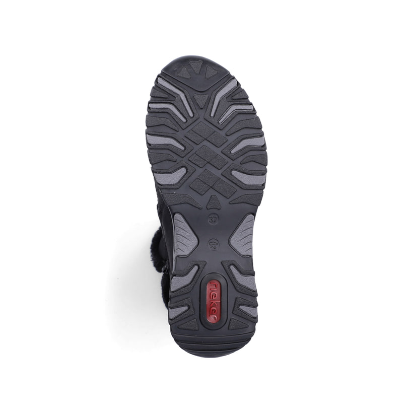 Schwarze Rieker Damen Kurzstiefel M9670-01 mit wasserabweisender TEX-Membran. Schuh Laufsohle.