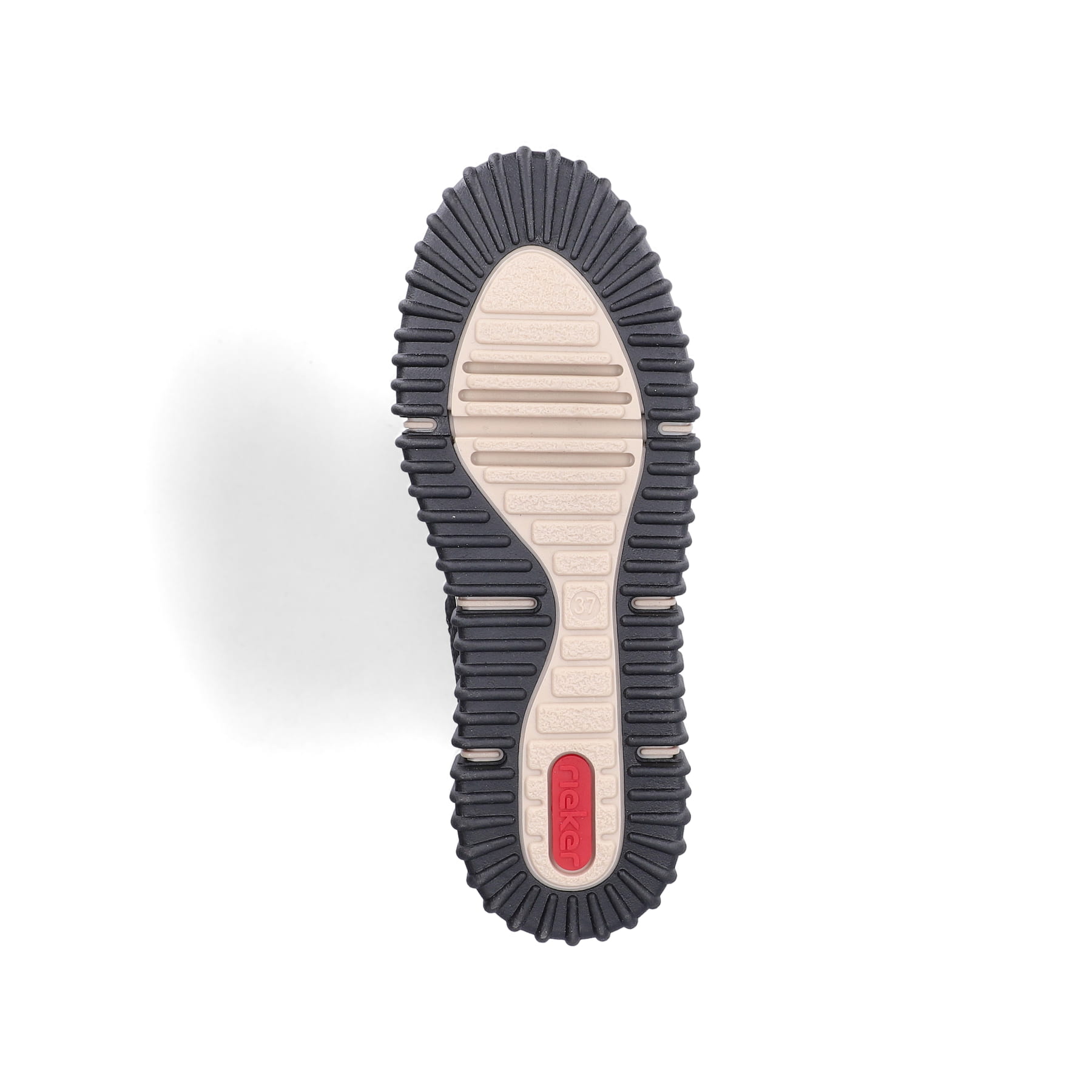 Vegane, schwarze Rieker Damen Kurzstiefel Y6380-00 mit einem Reißverschluss. Schuh Laufsohle.