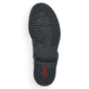 
Asphaltschwarze Rieker Damen Schnürstiefel 71229-02 mit einer leichten Sohle. Schuh Laufsohle