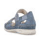 Blaue Rieker Damen Riemchensandalen V7474-10 mit einem Klettverschluss. Schuh von hinten.