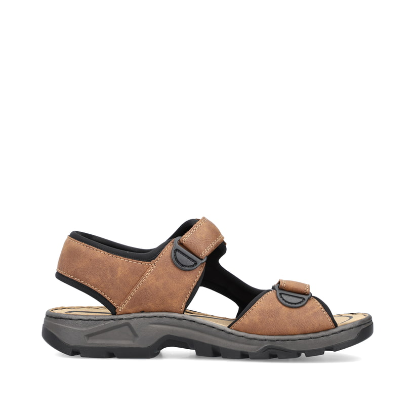 Braune Rieker Herren Trekkingsandalen 26156-25 mit einem Klettverschluss. Schuh Innenseite.