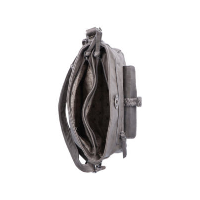 Rieker Damen Handtasche H1340-42 in Anthrazit aus Kunstleder mit Reißverschluss. Handtasche Vorderseite.