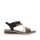 Beige Rieker Keilsandaletten V3670-64 mit einem Klettverschluss. Schuh Innenseite.