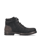 Asphaltschwarze Rieker Herren Schnürstiefel F3611-00 mit Schnürung und Reißverschluss. Schuh Innenseite