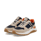 Blaue Rieker Herren Sneaker Low U1300-14 mit Schnürung sowie flexibler Sohle. Schuhpaar seitlich schräg.