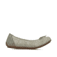 Khakifarbene Rieker Ballerinas 43850-52 mit dekorativer Schleife. Schuh Innenseite.