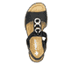 Schwarze Rieker Keilsandaletten 67498-00 mit Gummizug sowie sehr leichter Sohle. Schuh von oben.