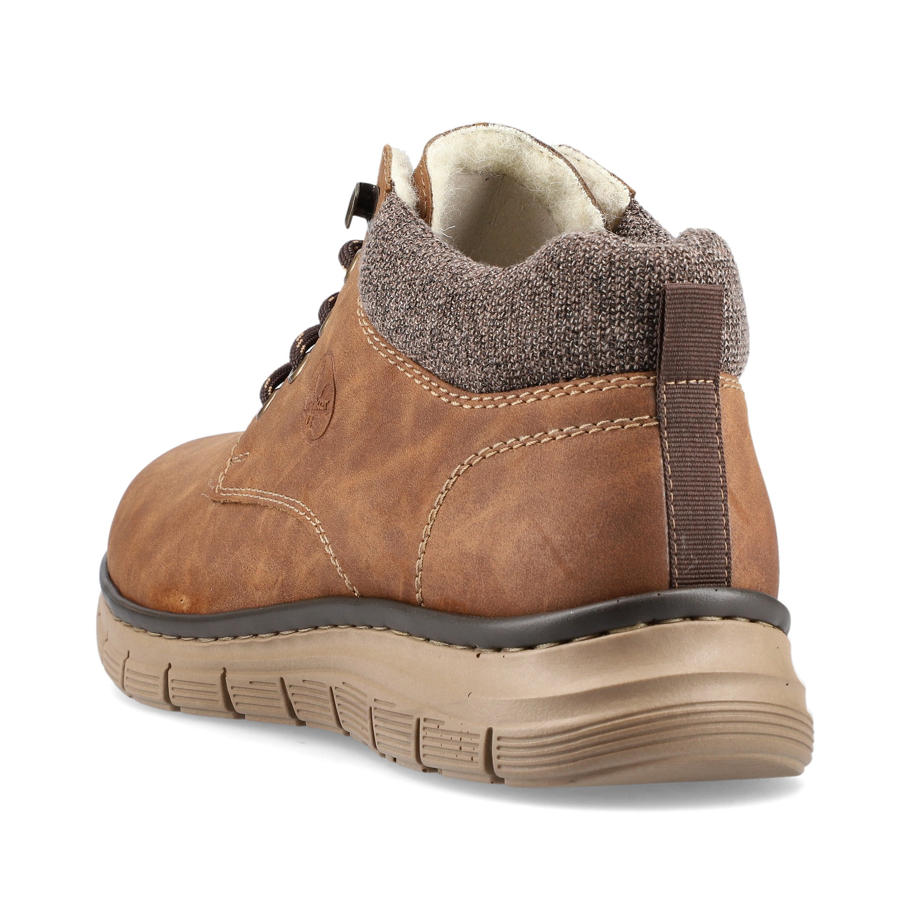 Zimtbraune Rieker Herren Schnürstiefel B5632-24 mit einer schockabsorbierenden Sohle. Schuh von hinten
