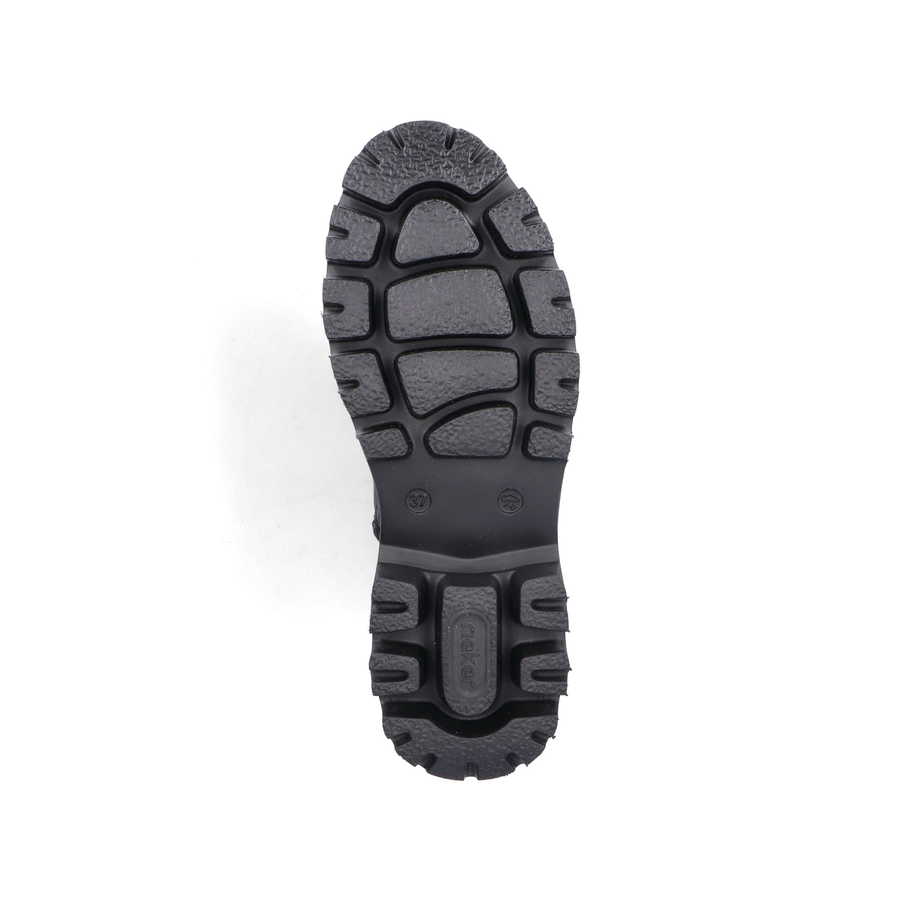 Bottes Chelseas Rieker noires pour femme Y3380-00 avec fermeture éclair. Semelle extérieure de la chaussure.