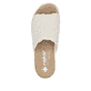 Beige Rieker Damen Pantoletten 62751-60 mit floralem Muster sowie Extraweite H. Schuh von oben.
