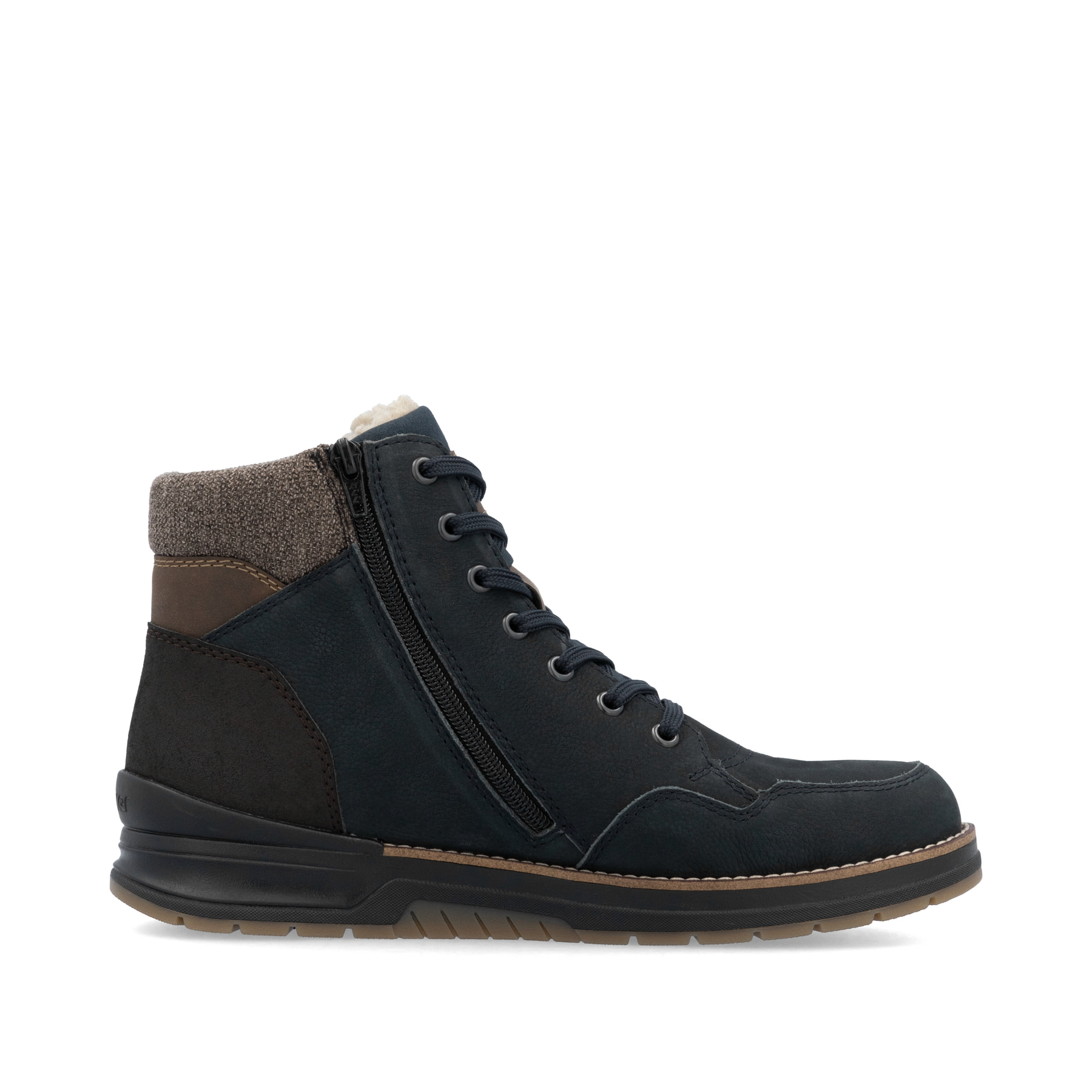Bottes à lacets Rieker bleues pour homme 32344-14 avec membrane RiekerTEX. Intérieur de la chaussure.