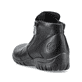 
Nachtschwarze Rieker Damen Slipper L4663-01 mit Reißverschluss sowie einer Profilsohle. Schuh von hinten