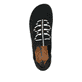 Schwarze vegane Rieker Damen Slipper 52854-00, Barfußschuhe mit einem Gummizug. Schuh von oben.