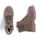 Braune Rieker Damen Schnürstiefel Y7621-25 mit Strick-Kragen. Schuh von oben, liegend.