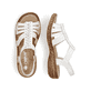 Beige Rieker Damen Riemchensandalen 62809-60 mit Schmuckelementen sowie Gummizug. Schuh von oben, liegend.