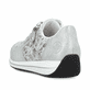 Baskets basses Rieker blanches pour femme N1112-80 avec motif floral. Chaussure vue de l'arrière.