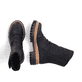 
Asphaltschwarze Rieker Damen Kurzstiefel 75650-00 mit einer schockabsorbierenden Sohle. Schuhpaar von oben.