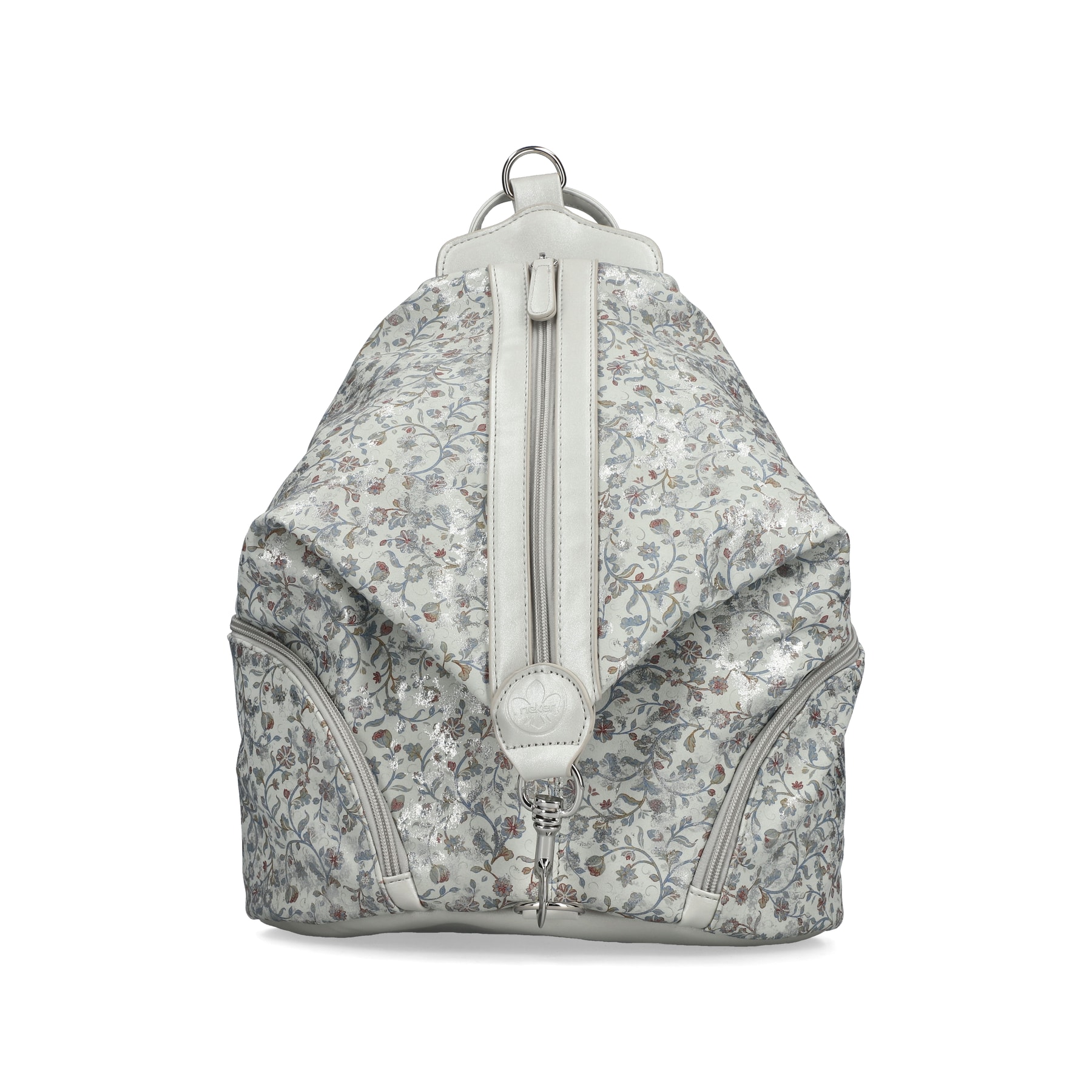 Sac à dos Rieker H1055-93 gris avec fermeture éclair et compartiment arrière. Devant.