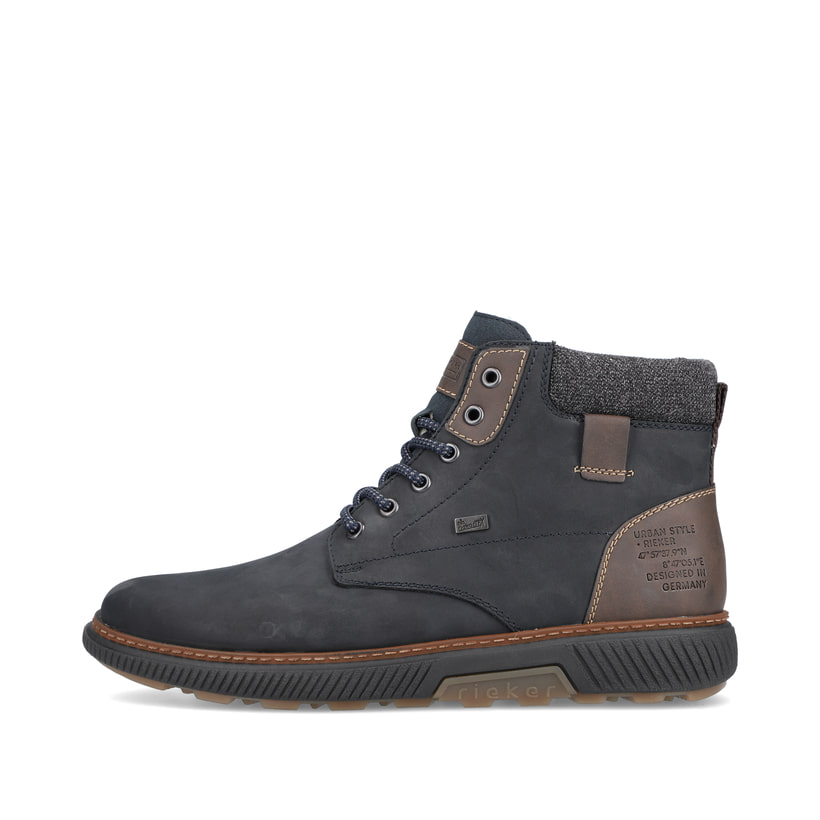 
Marineblaue Rieker Herren Schnürstiefel B3343-15 mit Schnürung und Reißverschluss. Schuh Außenseite