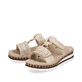 Cremebeige Rieker Damen Pantoletten V79K8-60 mit einem Klettverschluss. Schuh Außenseite gespiegelt.