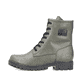 
Graugrüne Rieker Damen Biker Boots 78510-54 mit Schnürung und Reißverschluss. Schuh Außenseite
