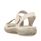 Beige Rieker Damen Trekkingsandalen 64870-62 mit einem Klettverschluss. Schuh von hinten.