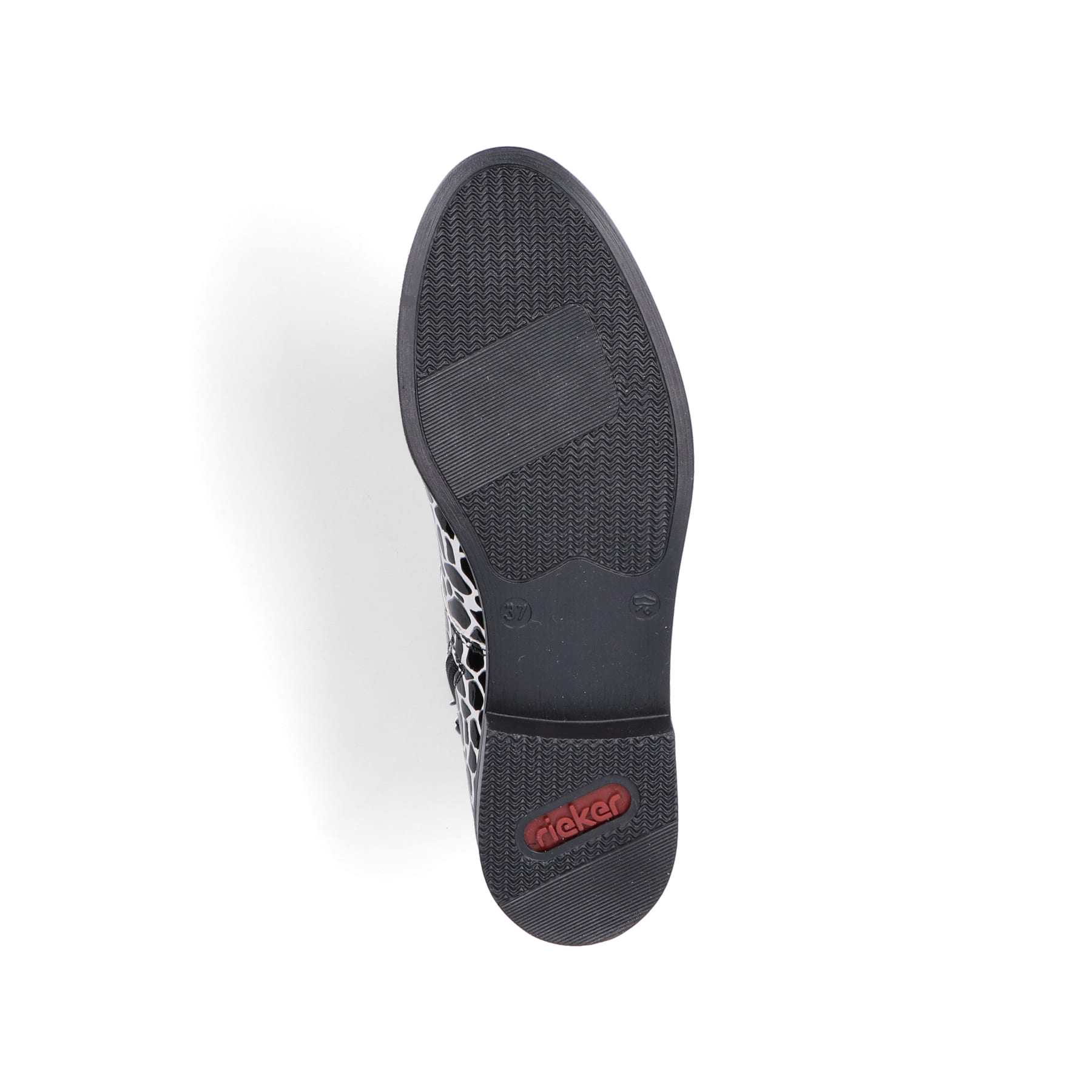Blaugraue Rieker Damen Kurzstiefel 45980-14 mit einer schockabsorbierenden Sohle. Schuh Innenseite