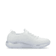 Weiße Rieker Damen Slipper M5074-80 mit Gummizug sowie einer ultraleichten Sohle. Schuh Innenseite.