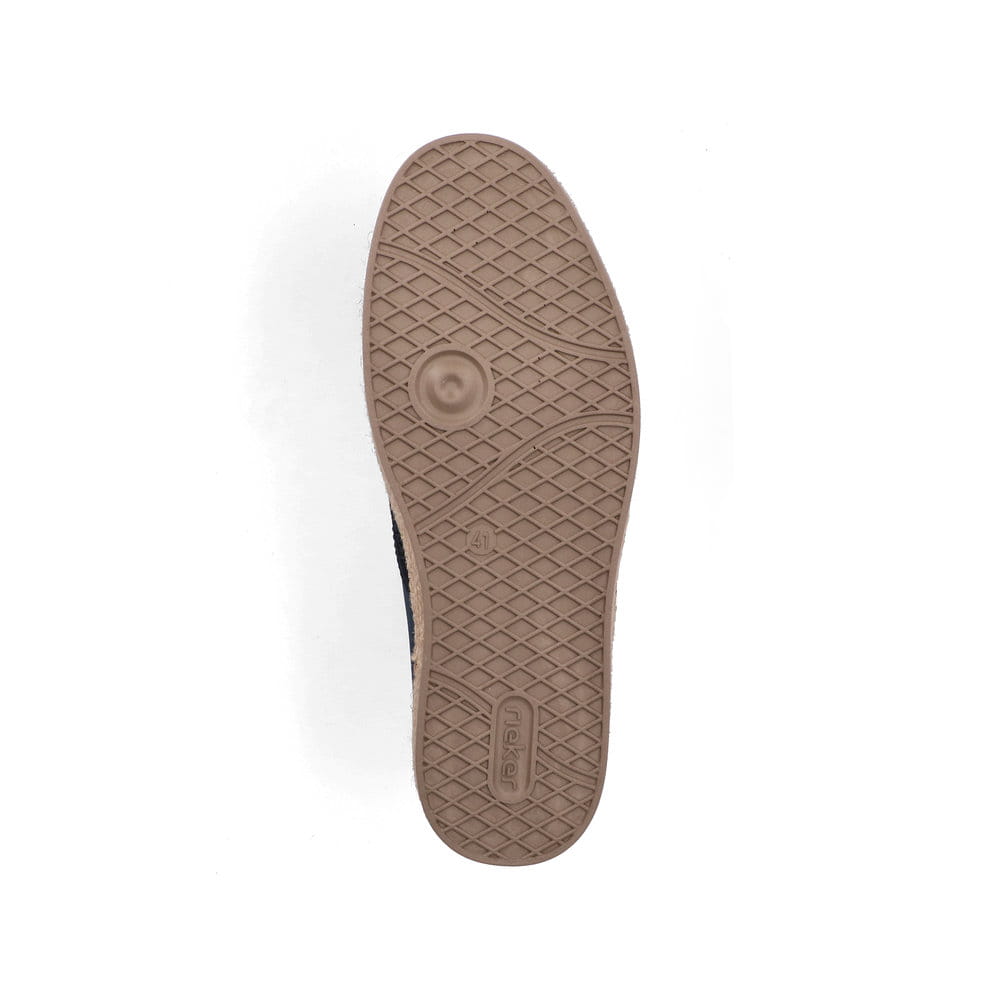 Blaue Rieker Herren Slipper B2661-14 mit einem Gummizug sowie der Komfortweite G. Schuh Laufsohle.