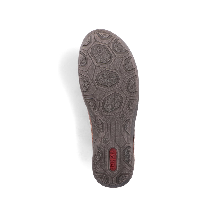 Karamellbraune Rieker Damen Schnürschuhe 52532-24 mit einer schockabsorbierenden Sohle. Schuh Laufsohle