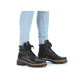 Nachtschwarze Rieker Damen Biker Boots 72603-00 mit Schnürung und Reißverschluss. Schuh Innenseite