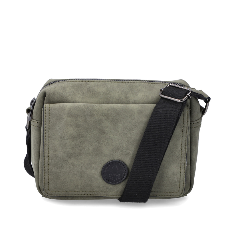 Rieker Damen Handtasche H1455-52 in Khakigrün aus Kunstleder mit Reißverschluss. Handtasche Vorderseite.