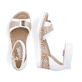Weiße Rieker Keilsandaletten 67191-80 mit einem Klettverschluss. Schuh von oben, liegend.